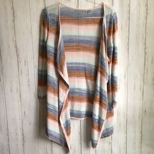 VALERIE STEVENS Striped Knit Long Sleeve Cardigan